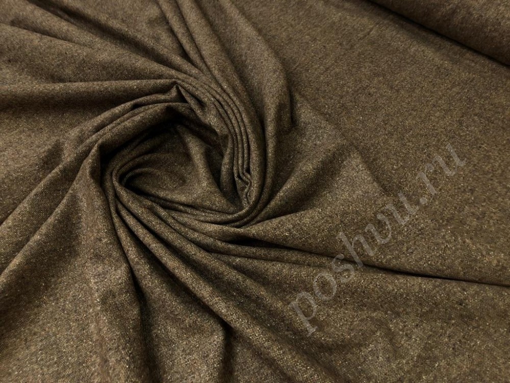 Твидовая костюмная ткань коричневого оттенка