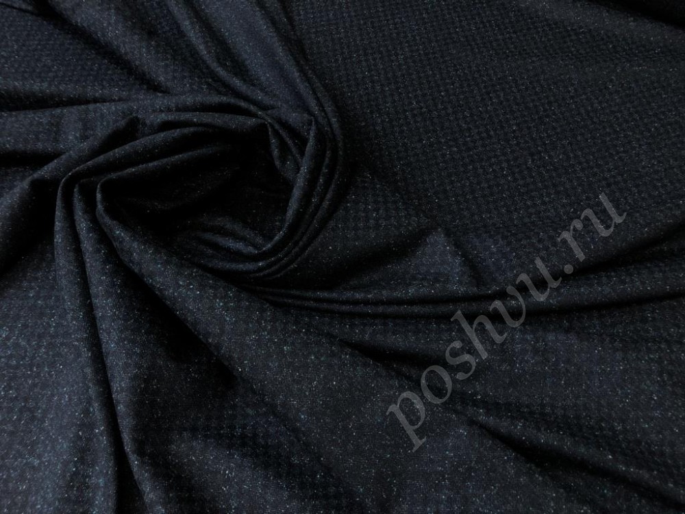 Твидовая костюмная ткань серо-синего цвета