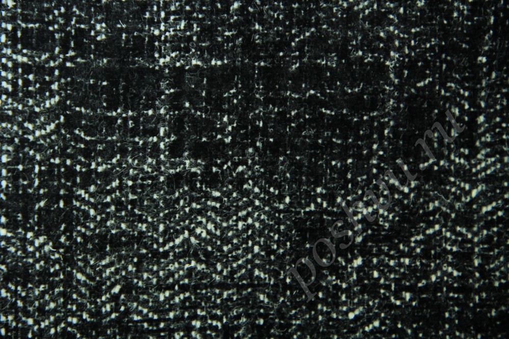 Пальтовая ткань оттенка черно-белый меланж