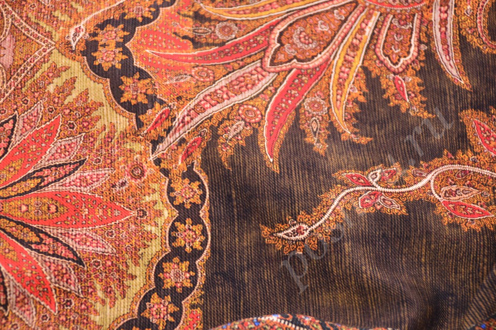 Ткань стилизованный итальянский шёлк от Etro (Этро) с шикарным орнаментом