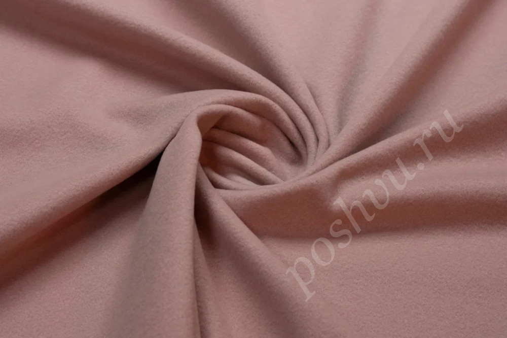 Пальтовая двухсторонняя шерстяная ткань пудрового цвета
