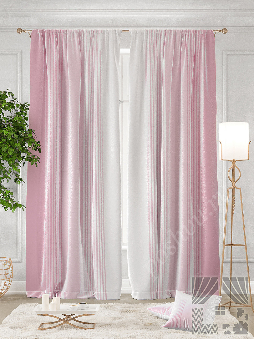 Комплект штор «Ланджит» розовый 150х260см