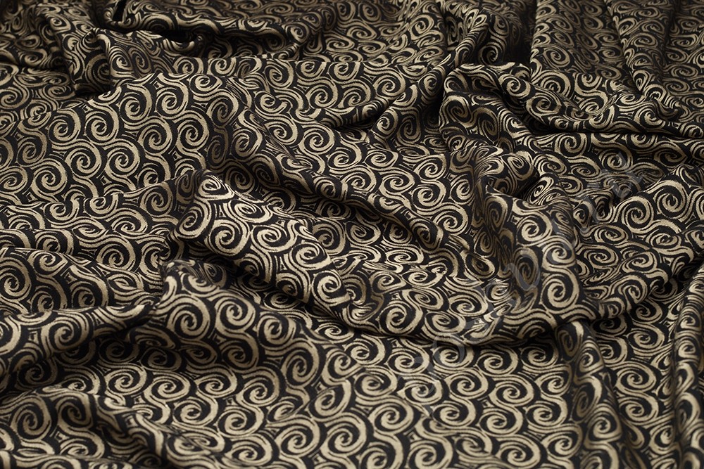 Жаккардова ткань черно-бежевого цвета