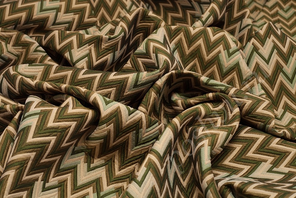 Жаккардовая ткань Зиг-Заг в зеленых тонах