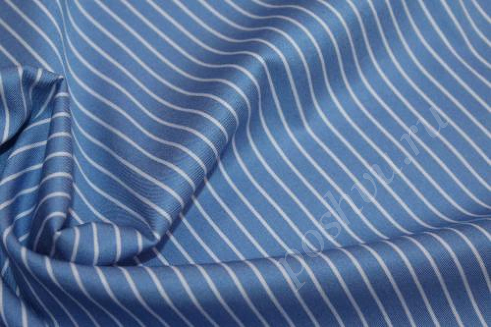 Джинса тенсель рубашечно-сорочечная, полоска бело-синяя