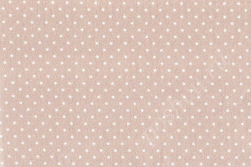 Ткань для штор саржа TWISTER TIFFANY мелкий белый горошек на бежевом фоне (раппорт1х1см)