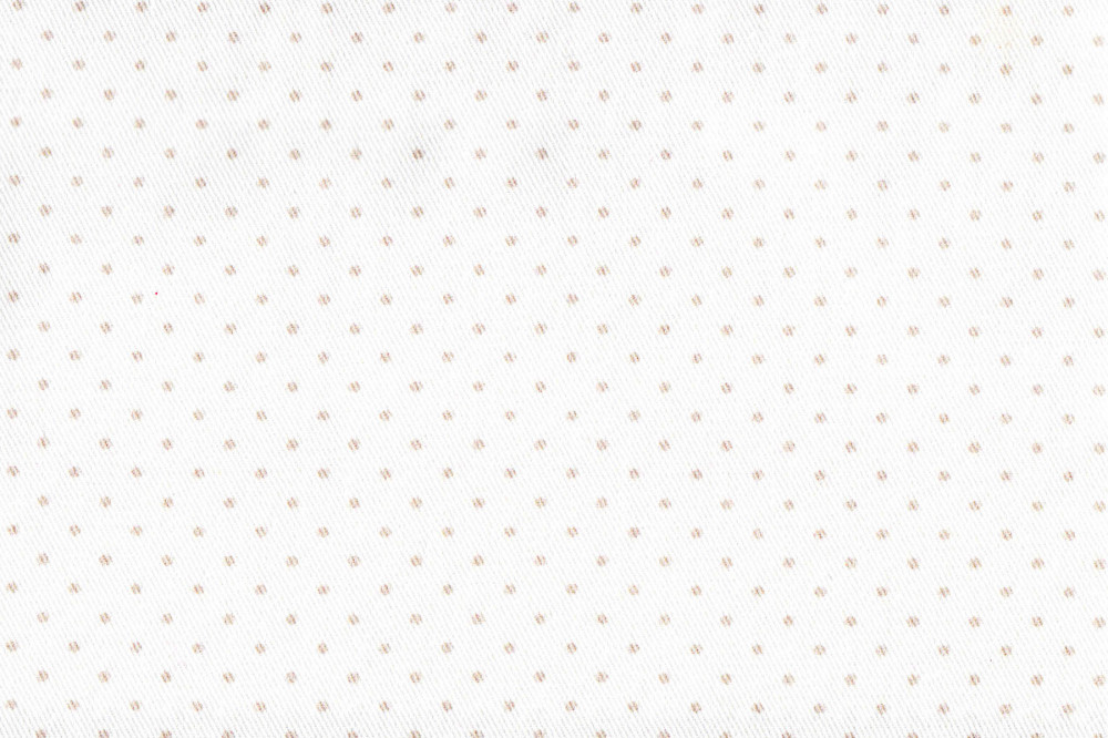 Ткань для штор саржа TWISTER TIFFANY мелкий бежевый горошек на белом фоне (раппорт1х1см)