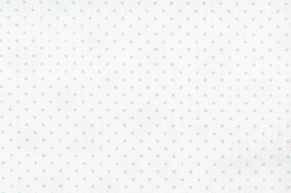 Ткань для штор саржа TWISTER TIFFANY мелкий бирюзовый горошек на белом фоне (раппорт1х1см)