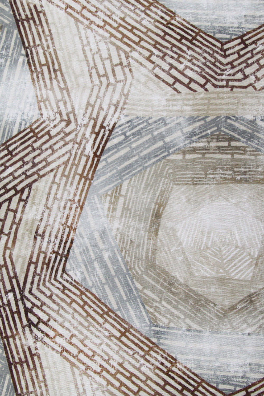 Ткань для штор саржа TWISTER NOMAD абстрактный геометрический рисунок в коричневых тонах (раппорт 35х69см)