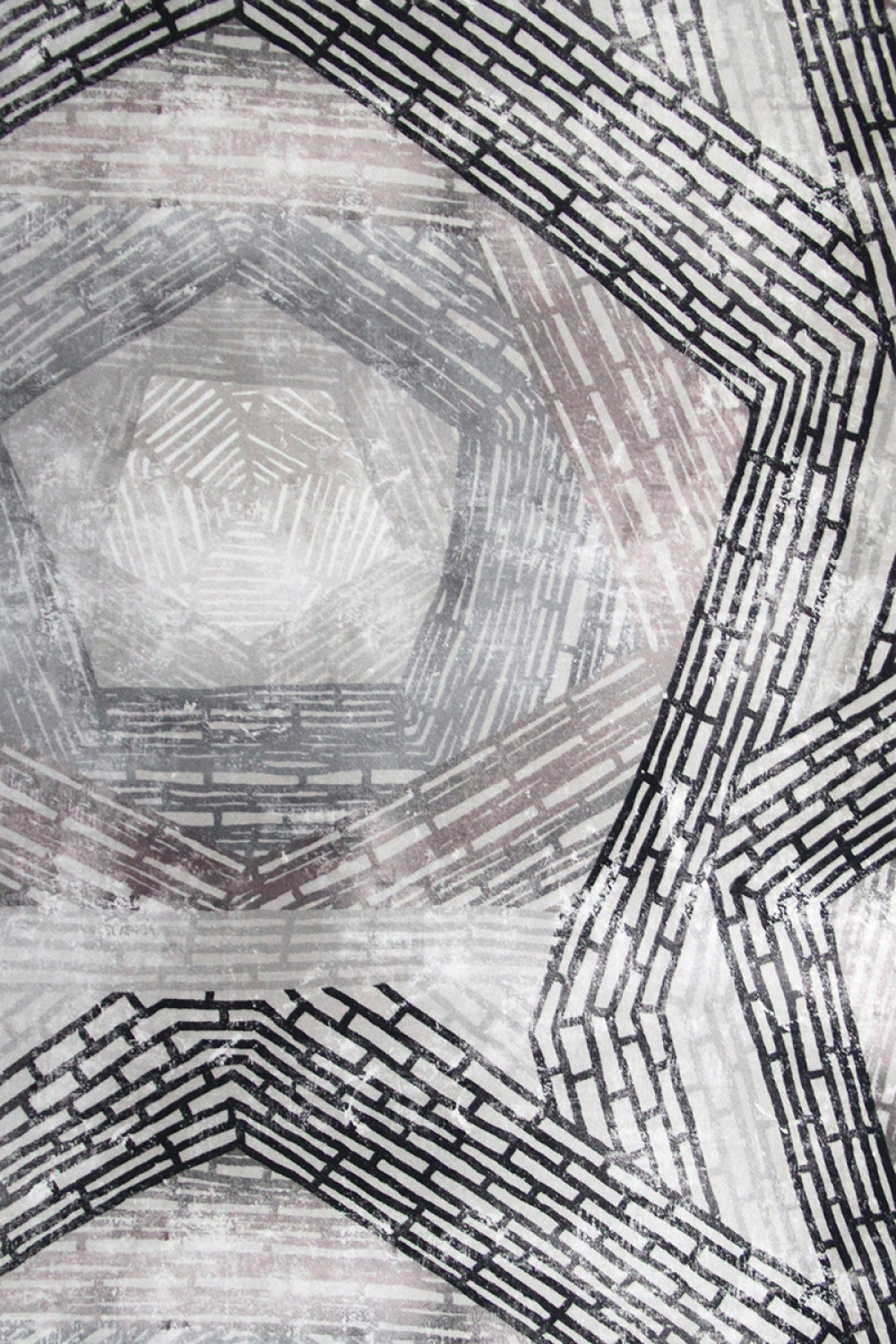 Ткань для штор саржа TWISTER NOMAD абстрактный геометрический рисунок в серых тонах (раппорт 35х69см)