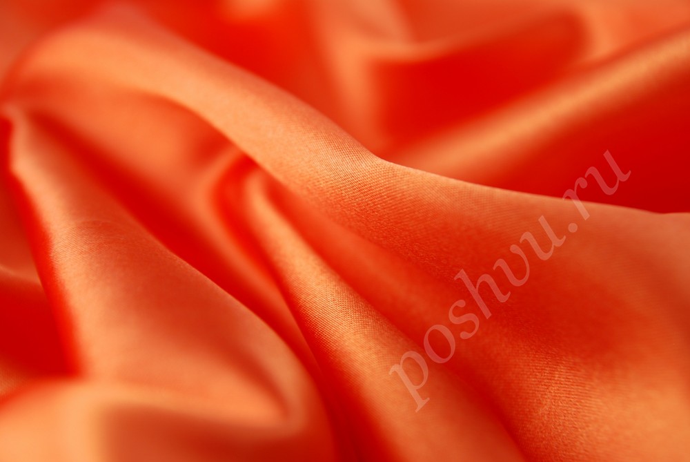 Ткань оранжевый атлас с характерным блеском со скидкой