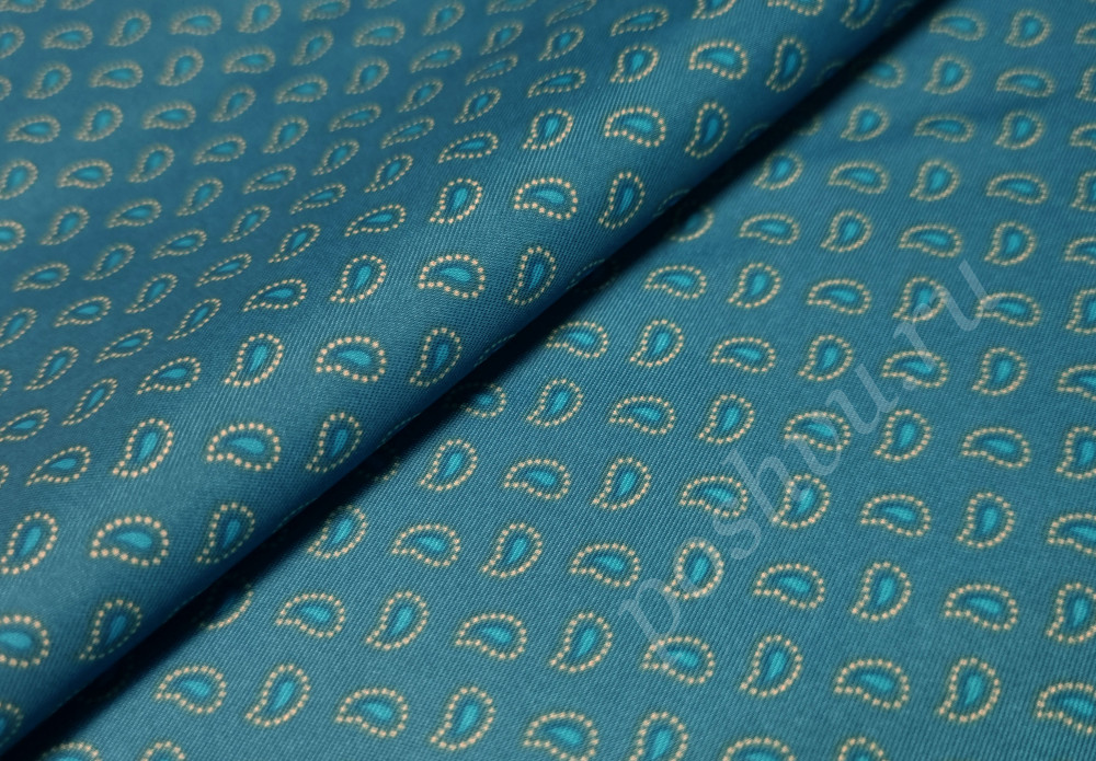 Ткань подкладочная синего цвета с огурцами