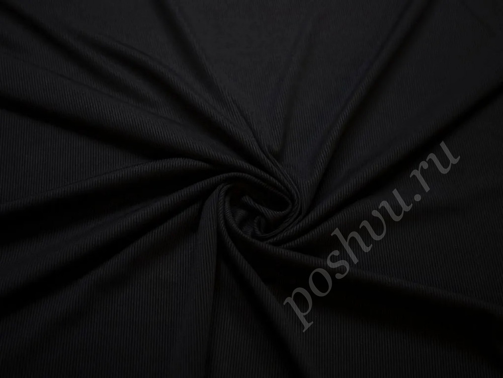 Трикотажная ткань мелкая лапша черного цвета (259г/м2)