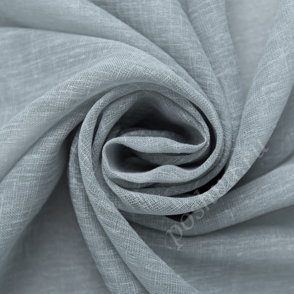 Тюлевая ткань под лен CATERINA с люриксом серо-голубого цвета, с утяжелителем, выс.300см