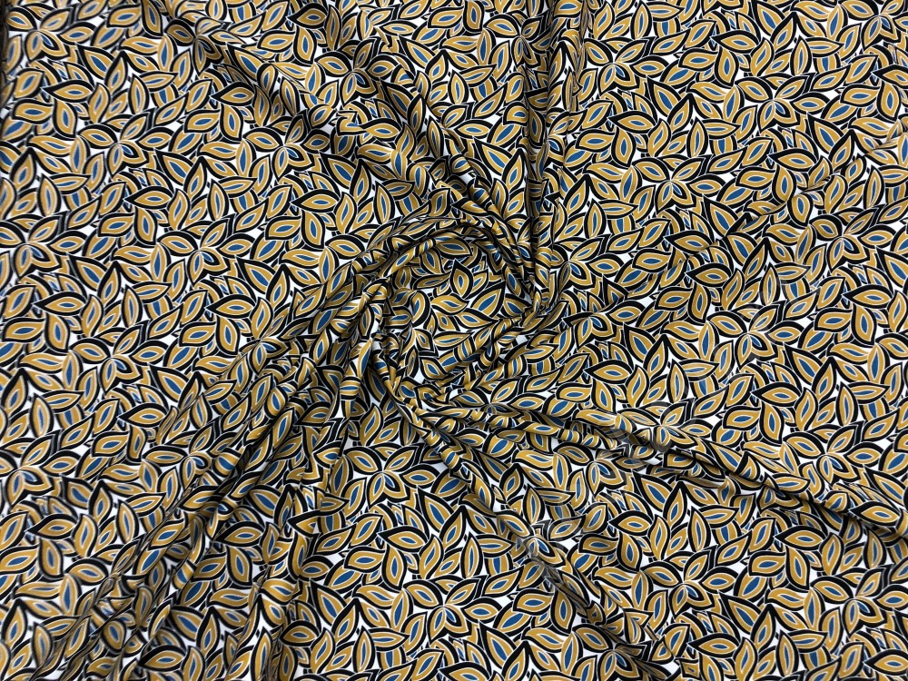 Ткань хлопок набивной с абстрактными листьями