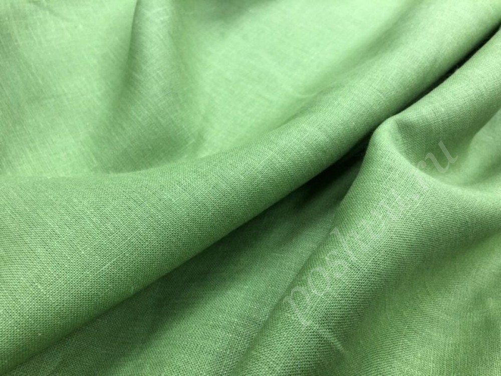 Умягченная льняная ткань пастельного зеленого цвета