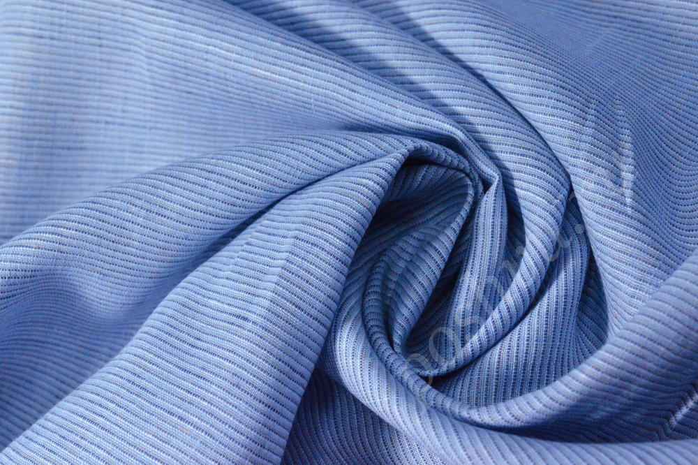 Сорочечная льняная ткань синего цвета
