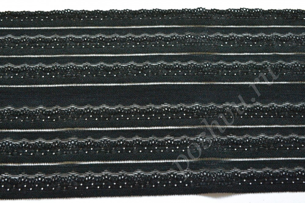 Ткань кружево черного цвета с ажурными полосами