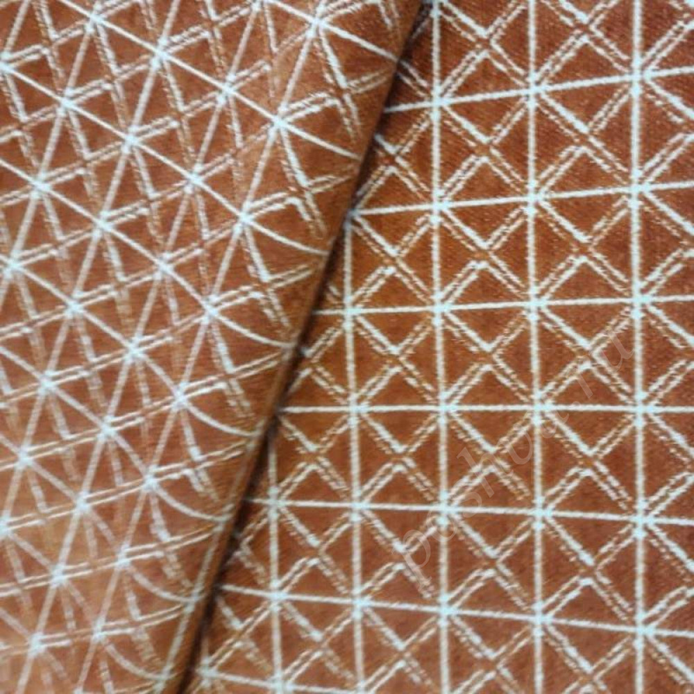 Шенилл "Азелия" геометрический принт в коричневых тонах