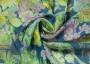 Ткань хлопковая синего оттенка с флористическим рисунком