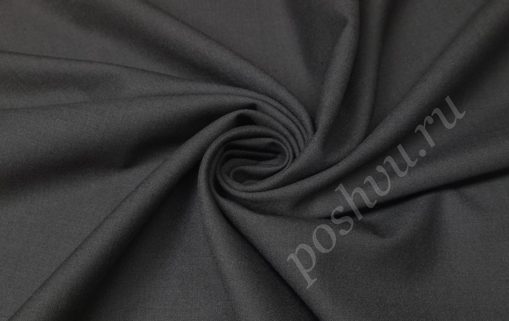 Ткань плательная п/шерсть однотонная, цвет темно-серый