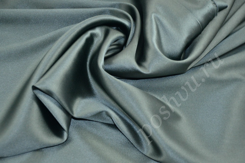 Однотонная шёлковая ткань оливкового  цвета с красивым блеском