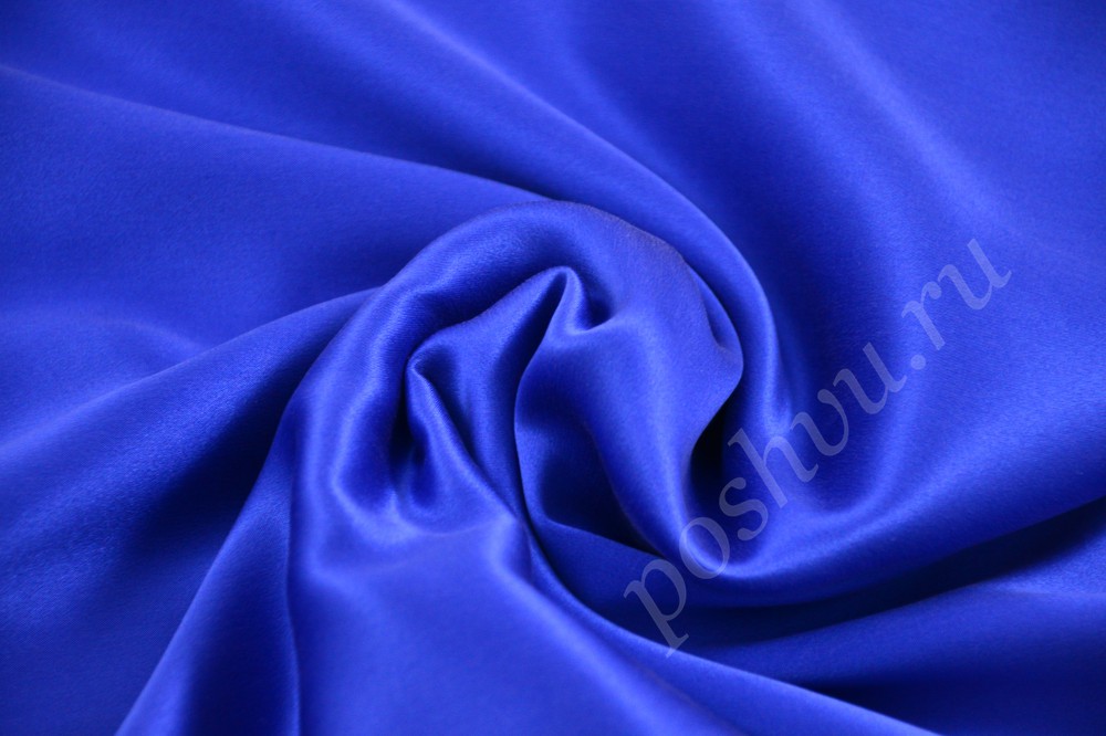 Тёмно-синяя однотонная шёлковая ткань высокого качества