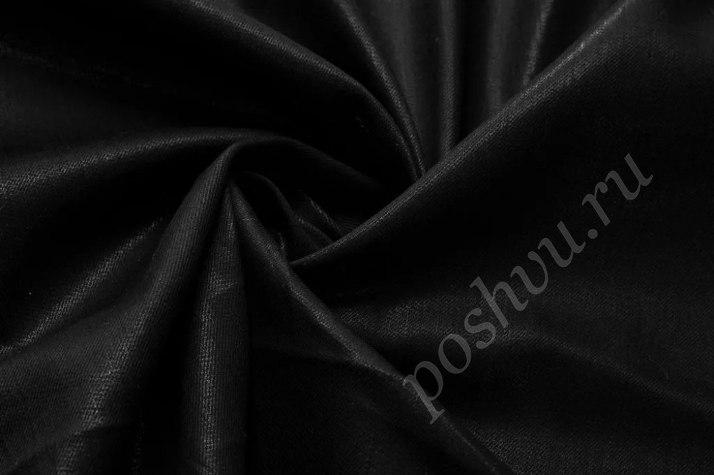 Джинсовая ткань черного цвета с глянцевым напылением