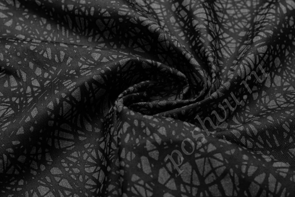 Джинсовая ткань серого цвета с рисунком "Паутина"