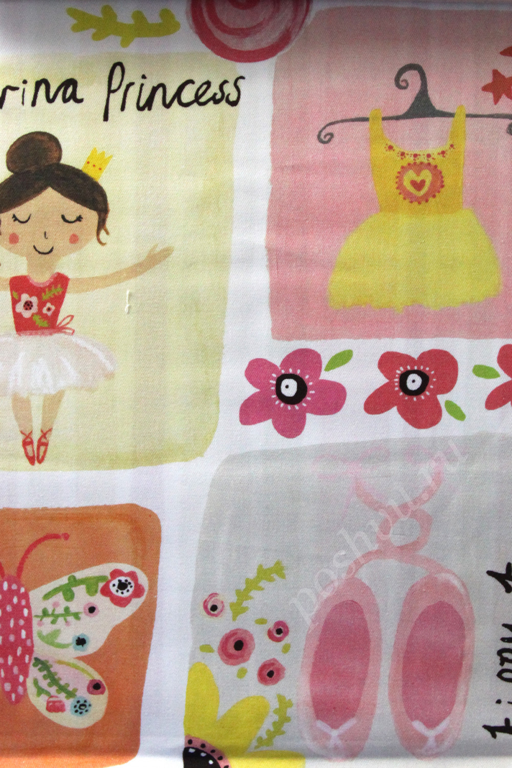 Ткань для штор саржа BALLERINA детский рисунок балерин в розовых тонах (раппорт 67х69см)