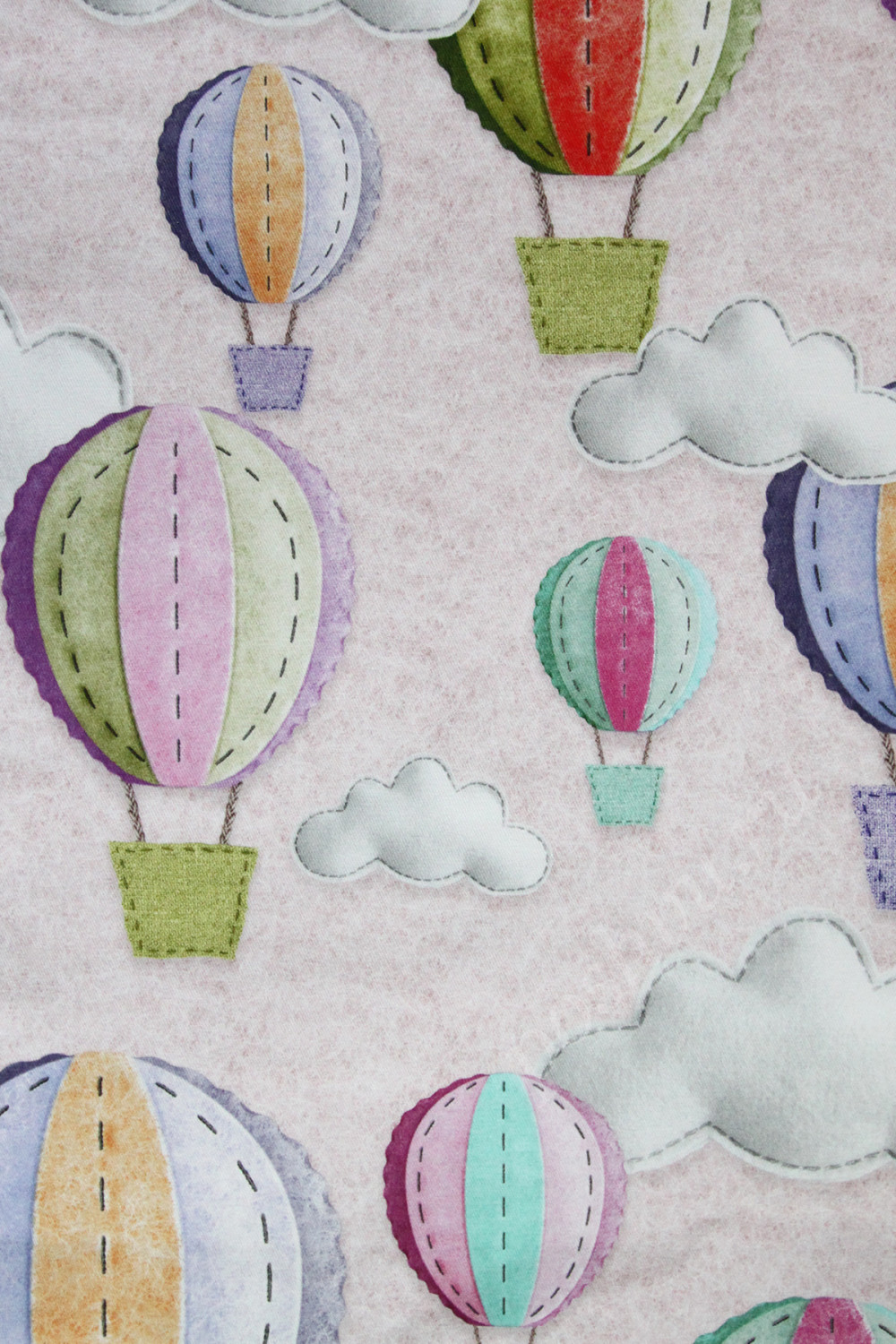 Ткань для штор саржа TWISTER IRIS воздушные шары на светло-розовом фоне (раппорт 68х69см)