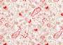 Ткань для штор саржа TWISTER TIFFANY мелкие бежевые цветы и малиновые огурцы (раппорт 11х11см)