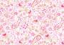 Ткань для штор саржа TWISTER TIFFANY мелкие розовые цветы и темно-розовые огурцы (раппорт 11х11см)