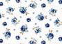 Ткань для штор саржа TWISTER TIFFANY синие мелкие цветочки на белом фоне (раппорт 11х11см)