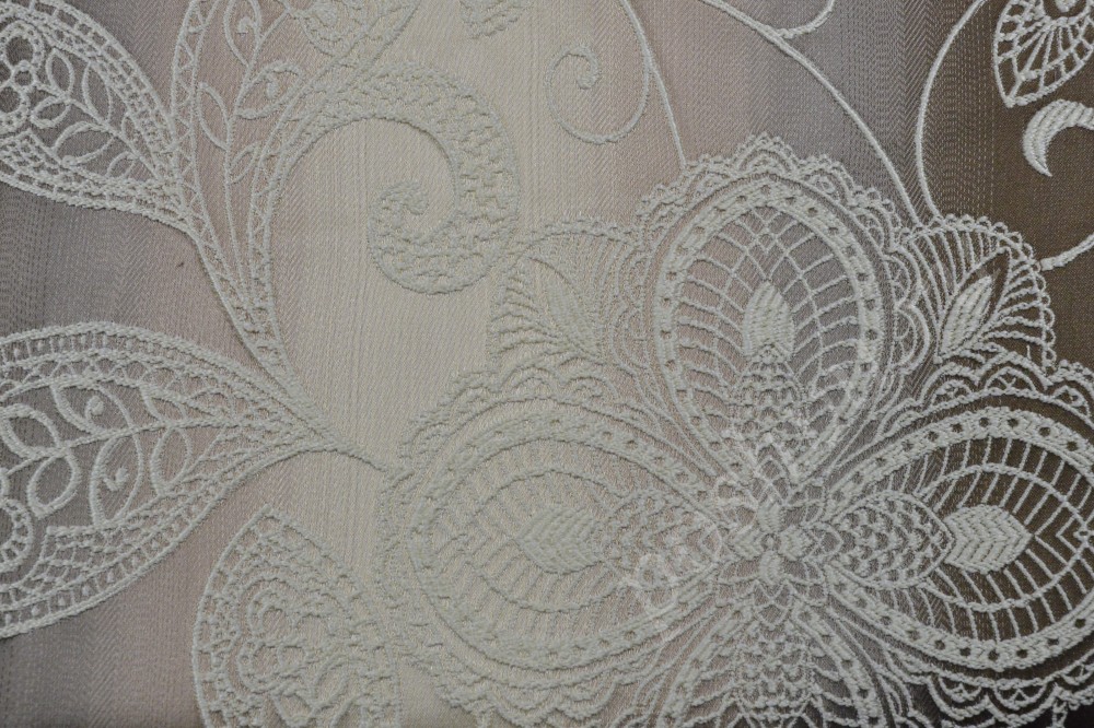 Ткань для мебели жаккард серебристо-коричневого цвета с цветочным узором