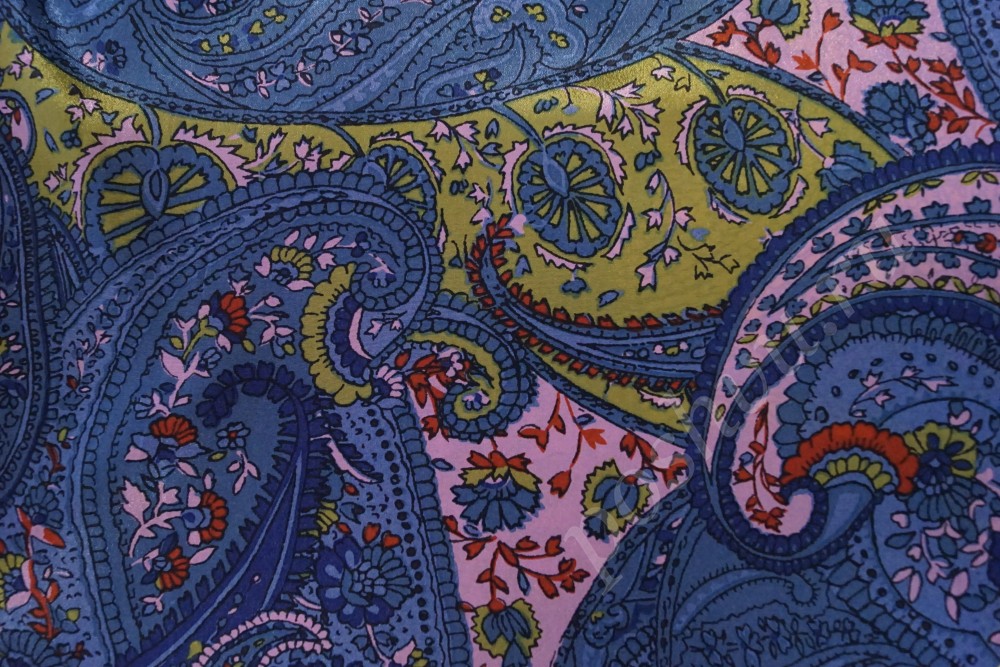 Ткань креп+крепон с ярким рисунком в восточном стиле