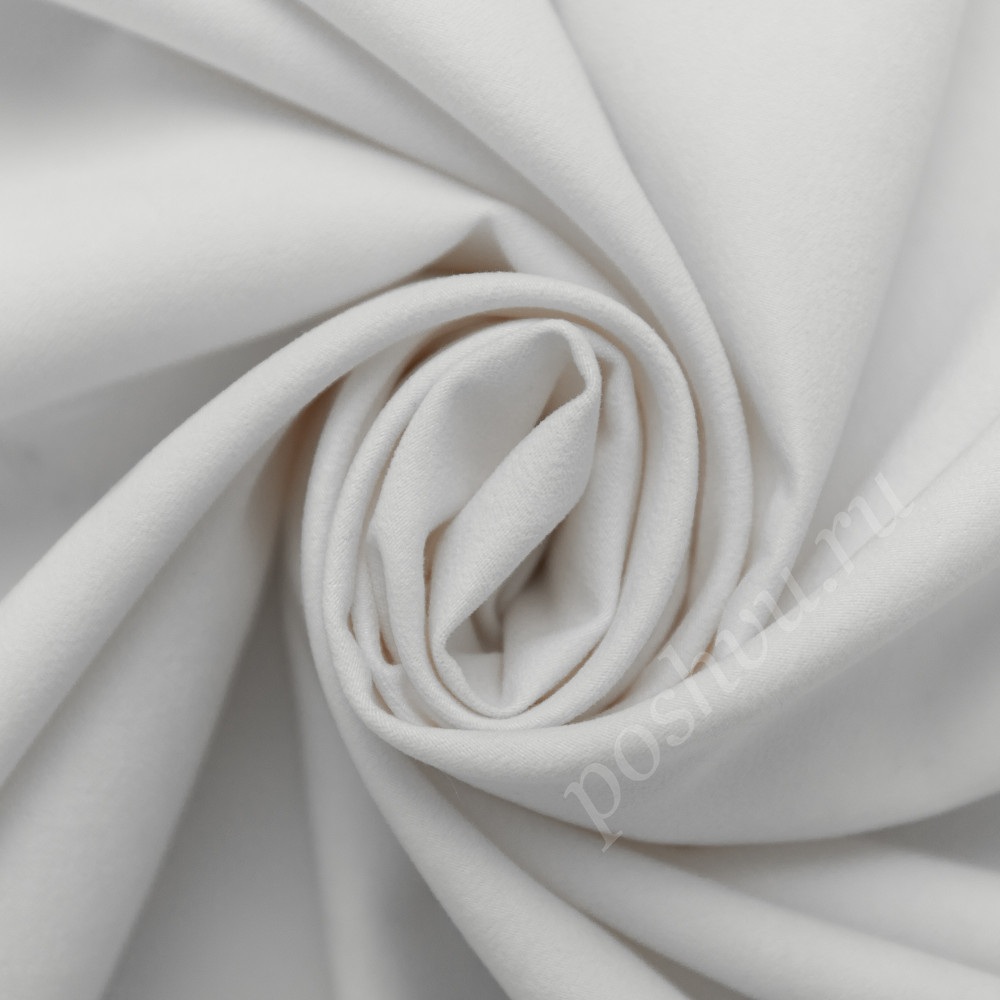 Портьерная ткань нубук CELSO белого цвета, выс.300см