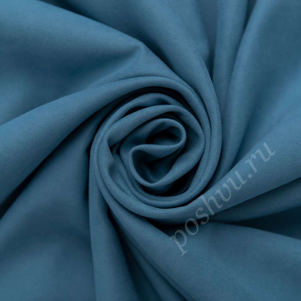 Портьерная ткань нубук CELSO синего цвета, выс.300см
