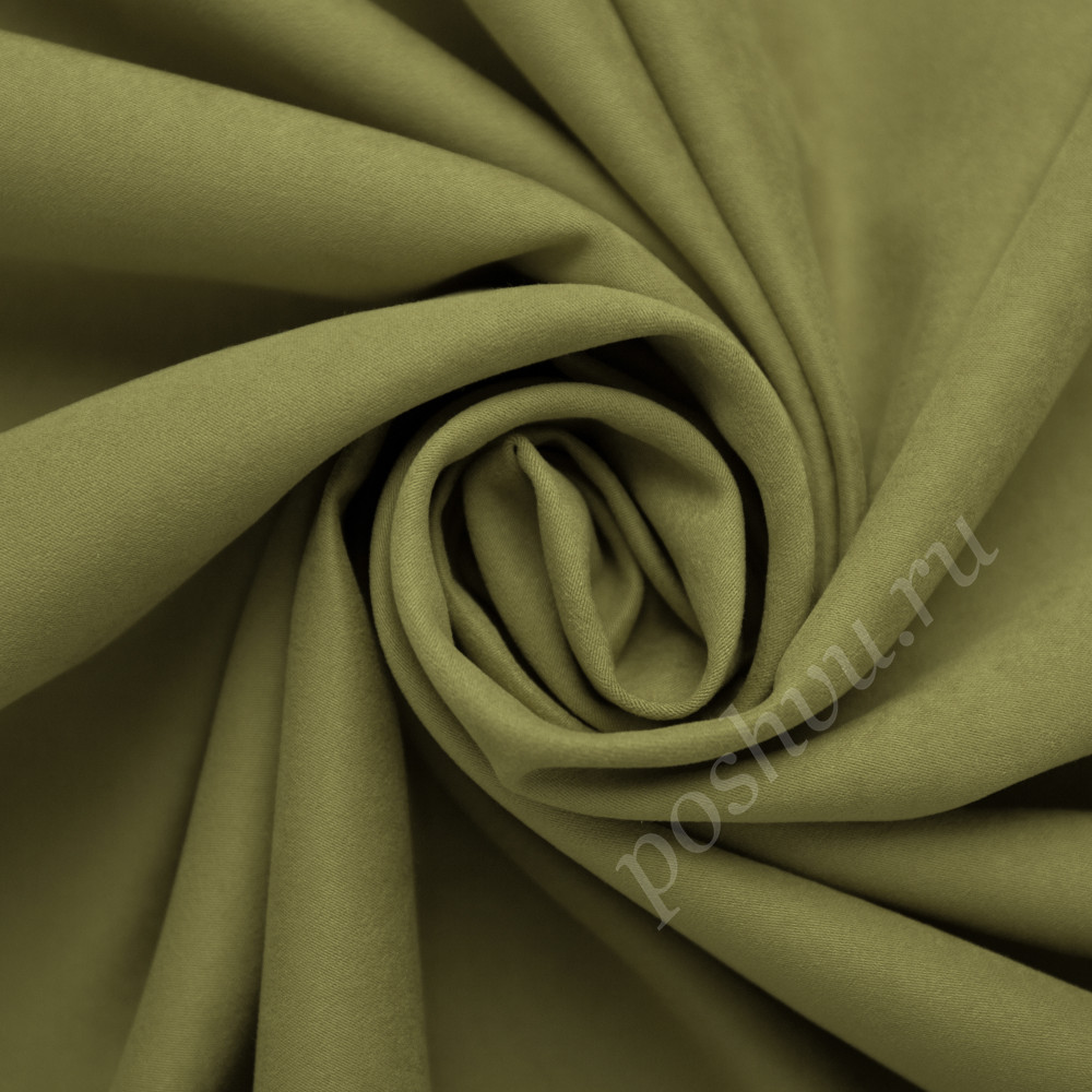 Портьерная ткань нубук CELSO желто-зеленого цвета, выс.300см
