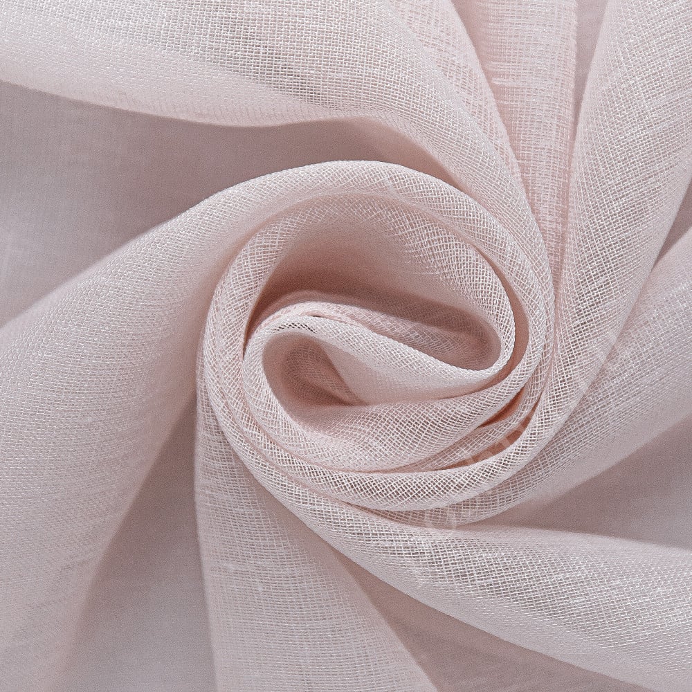 Тюлевая ткань под лен CATERINA с люриксом бледно-розового цвета, с утяжелителем, выс.300см
