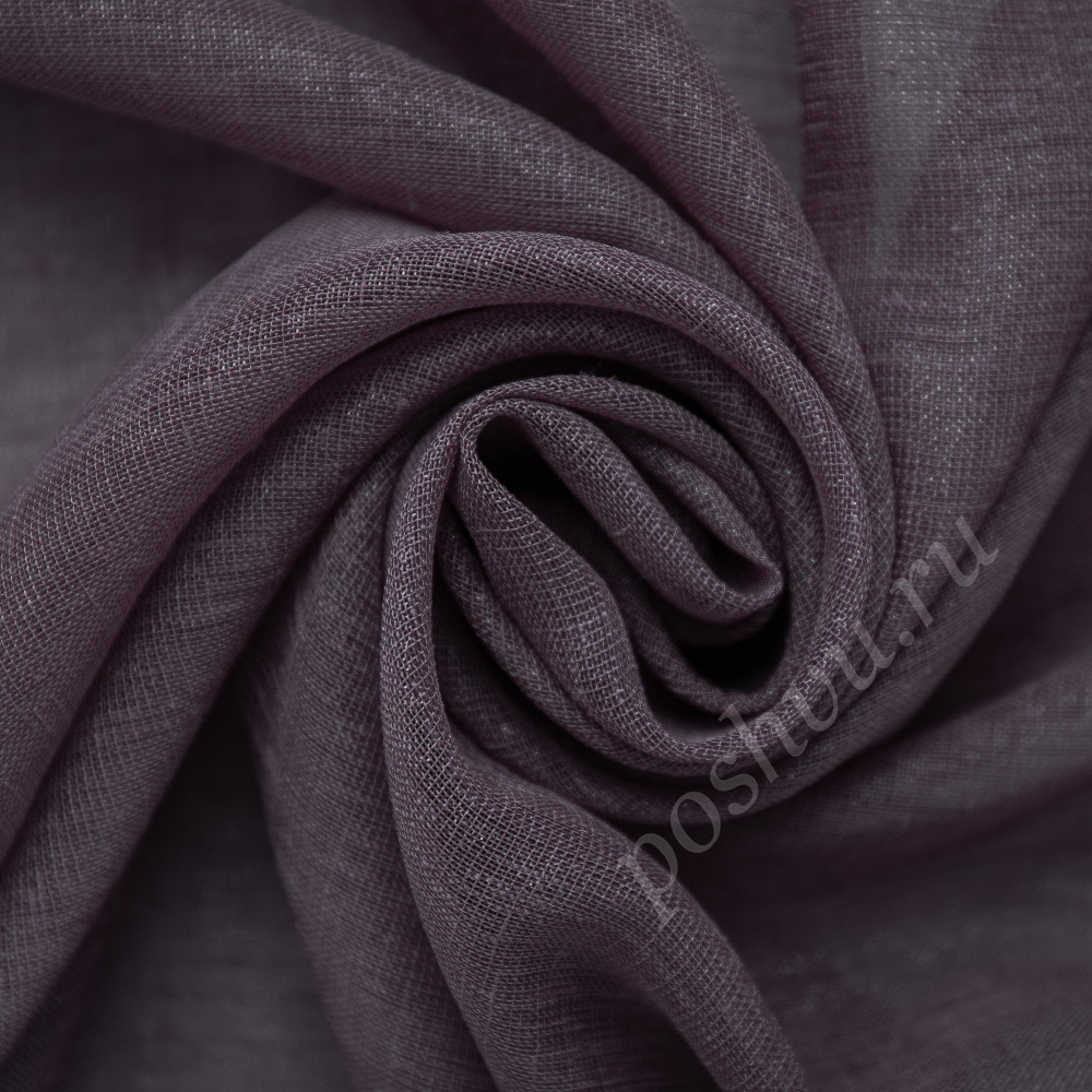 Тюлевая ткань под лен CATERINA с люриксом фиолетового цвета, с утяжелителем, выс.300см
