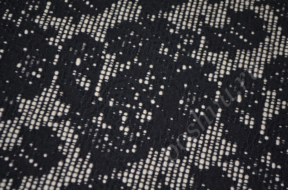 Ткань костюмно-пальтовый жаккард с черно-белым узором