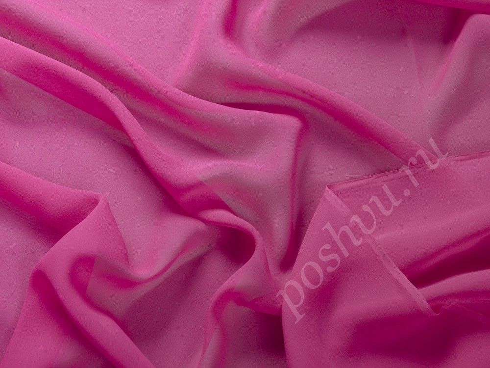 Шифон шёлковый однотонный розового цвета