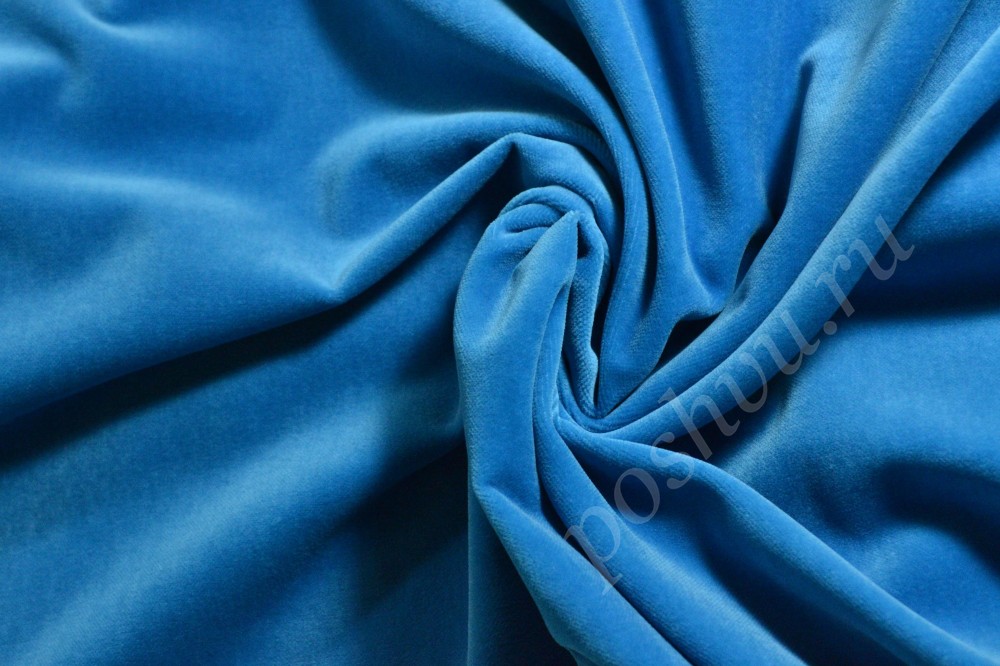 Ткань бархат нежно-синего оттенка