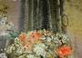 Шелковая ткань Roberto Cavalli серо-бежевого цвета с цветочным узором