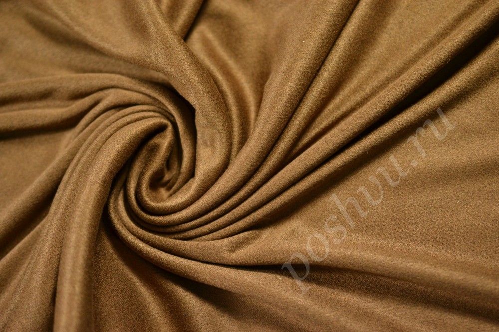 Ткань замша коричневого оттенка с золотым отливом