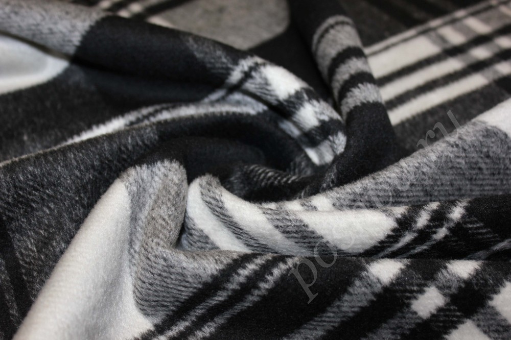Тёплая пальтовая ткань черно-белого цвета