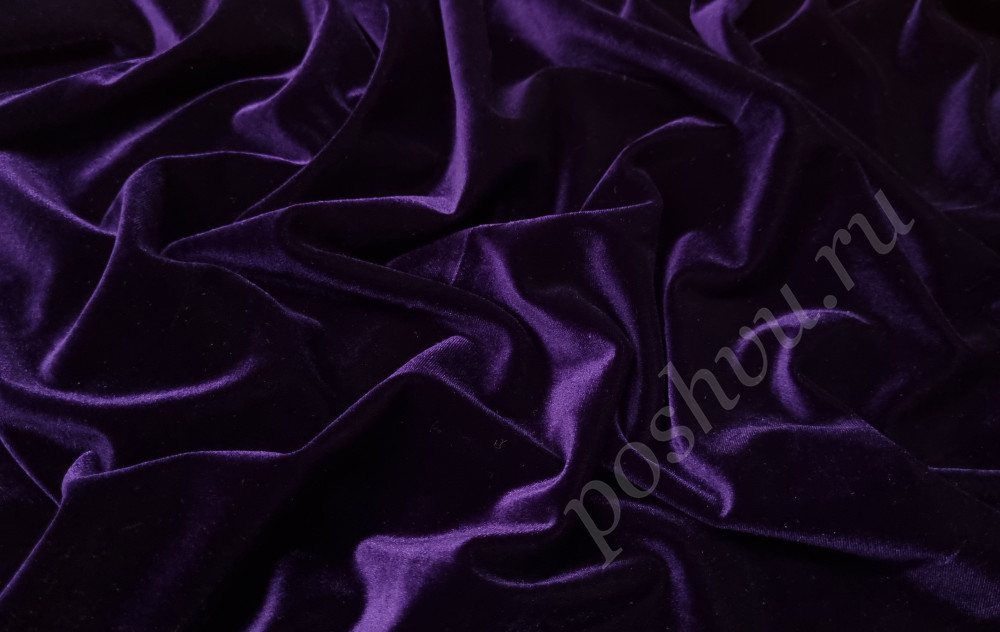 Бархат стрейч Темно-фиолетового цвета 300 гр/м2
