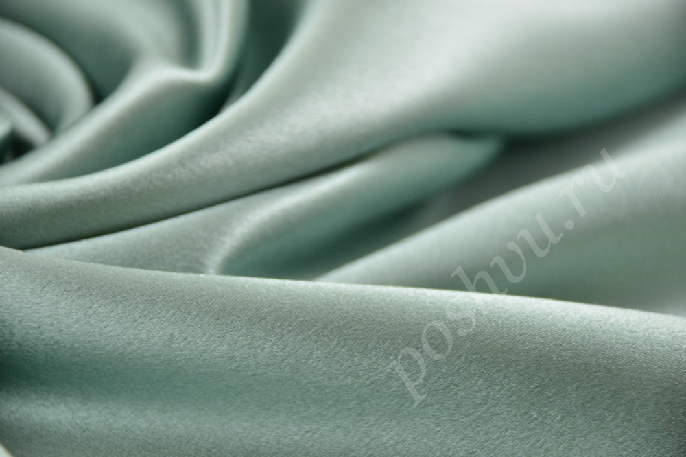 Ткань нежный однотонный шёлковый материал приглушённого оттенка зелёного