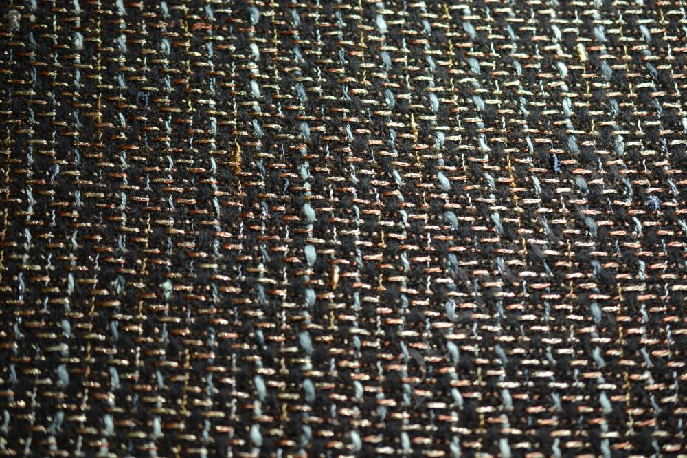 Костюмная ткань шанелька  в темно-коричневом оттенке с узором меланж